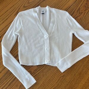 CAbi White Slim Rib Cardigan